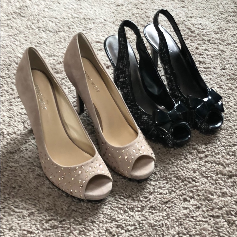 Nine West heels 7.5 peeptoe - 2 pairs